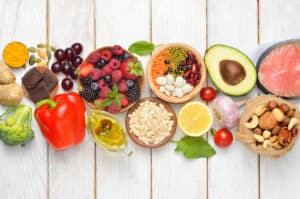 A display of healthy, nutritious foods that are beneficial during surgical recovery.